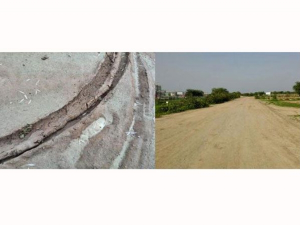 固化前下雨泥泞无法通车及压实养护后对比